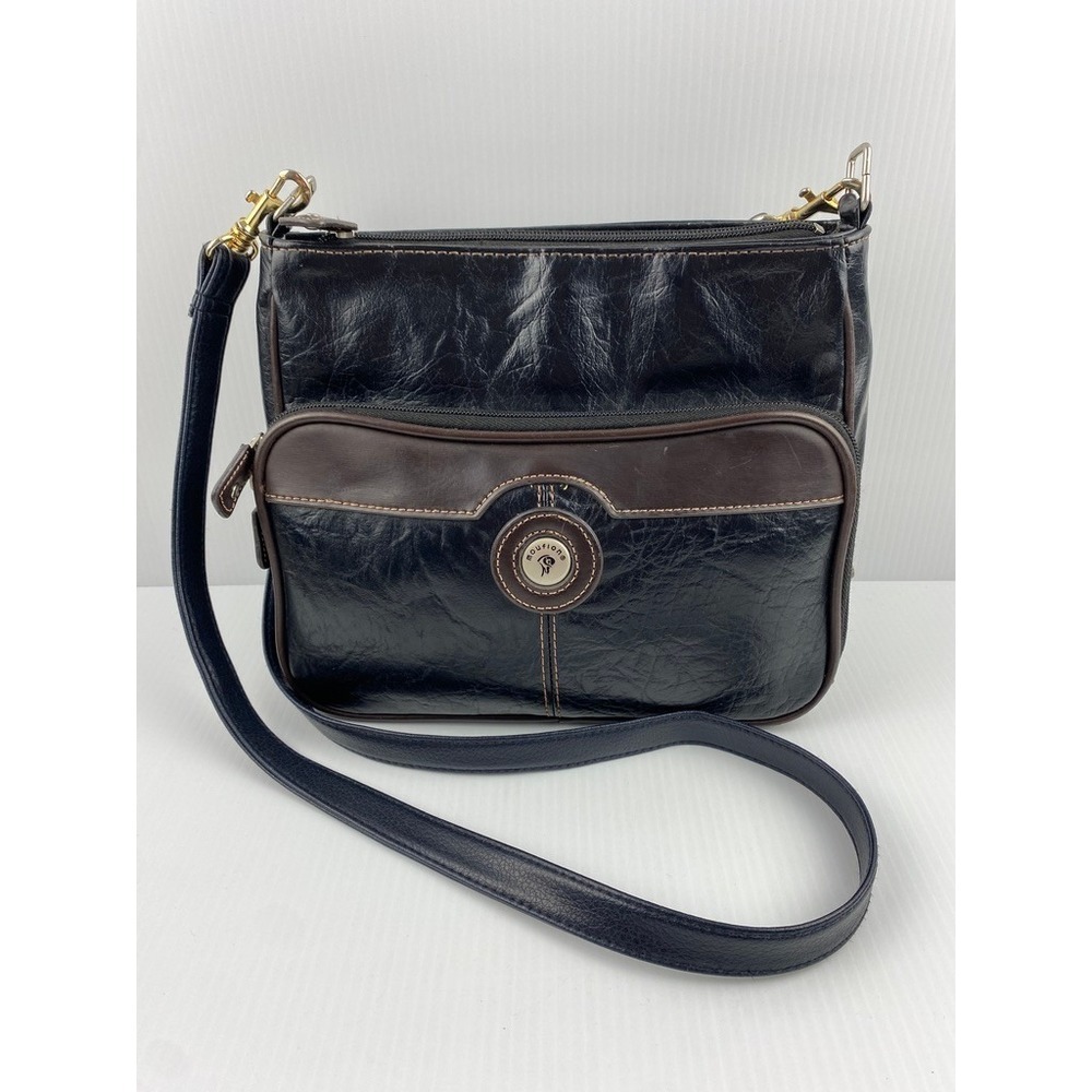 Vintage Mouflon Crossbody Bag Medium Black Multi Pocket Organizer Travel Purse